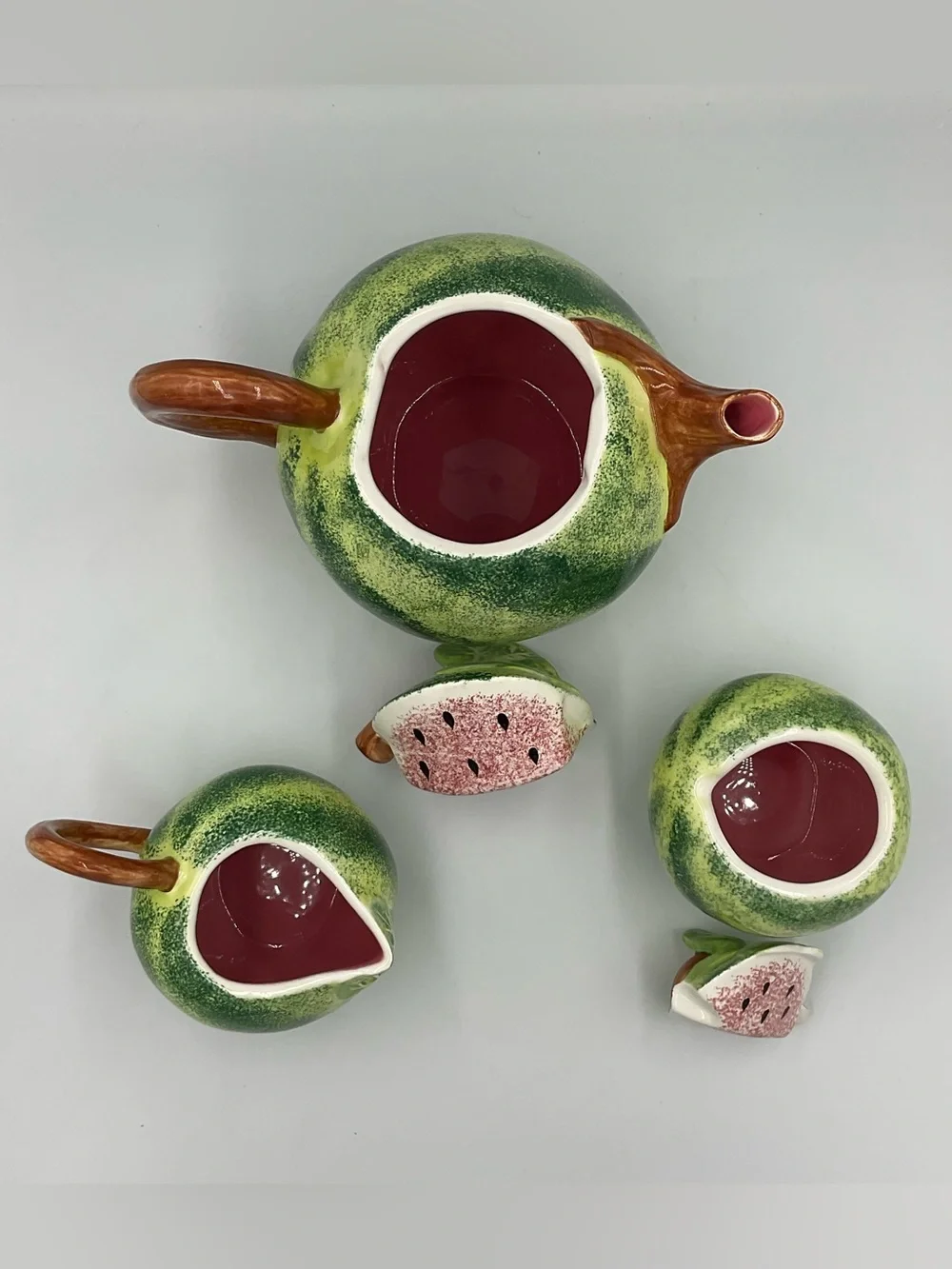 Vintage Pier 1 Ceramic Watermelon 3pc Tea Set
